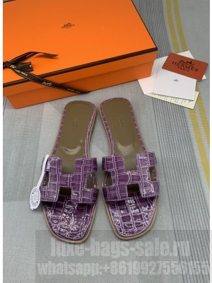 Hermes Oran Stone Embossed Leather Flat Slide Sandals 093 2022 Collection