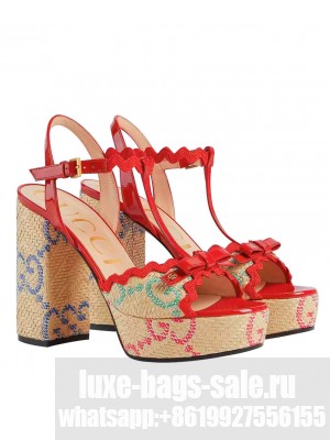 Gucci Women's Natural GG Platform Sandal Red