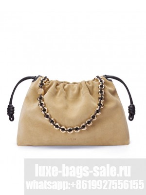 Loewe Large Flamenco Purse In Suede Calfskin Apricot