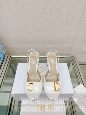 Dior C'est Dior Slingback Pumps 8cm in Patent Calfskin 2023 white