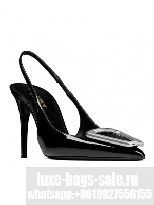 Saint Laurent Women's Avenue Slingback Pumps In Patent Leather Black