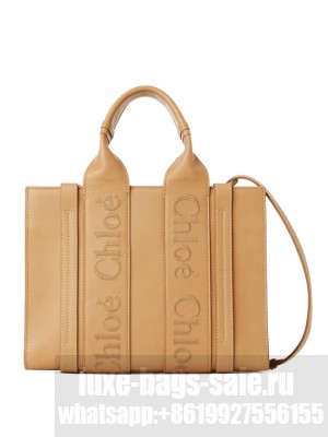 Chloe Small Woody Tote Bag Apricot