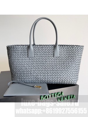 Bottega Veneta Large intreccio leather tote bag 608811 Iron Ash
