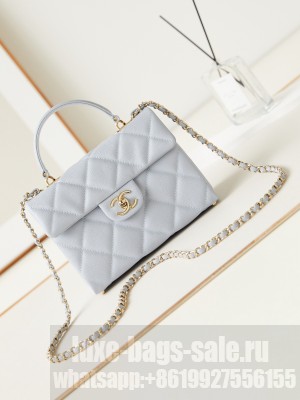 Chanel FLAP BAG WITH TOP HANDLE AS4711 LIGHT BLUE