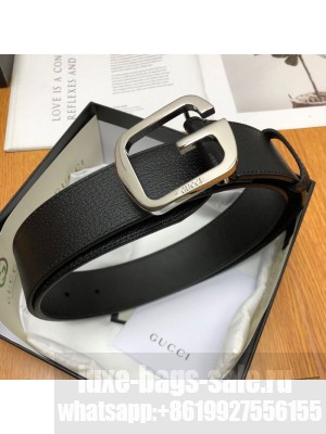 Gucci Calfskin Belt 38cm with Single G Buckle Black/Silver 2019 Collection