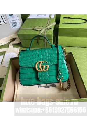 Gucci GG Marmont crocodile mini top handle bag 547260 green