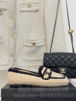 Chanel Crochet Flat Loafers Beige 2023