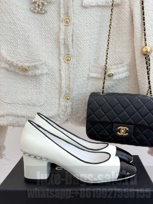 Chanel Lambskin with Chain Pumps white