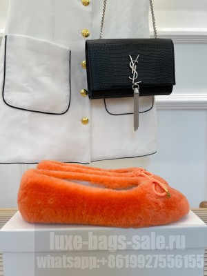 CELINE SHEARLING FLATS ORANGE