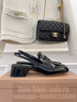 Miu Miu patent leather Slingback pumps Black
