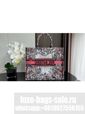 Large Dior Book Tote Ecru Multicolor Dior 4 Saisons Ete Soleil Embroidery M1286ZEBH pink