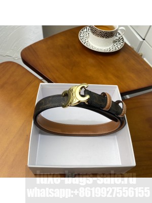 Celine Triomphe Width 2.5cm Belt With Brass Buckle 01