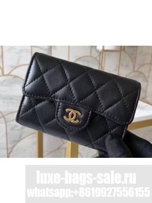Chanel Classic Small Card Holder AP0214 Lambskin Black/Gold
