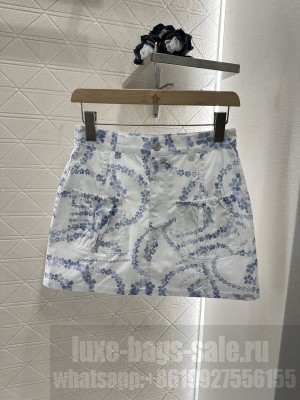 Chanel Printed denim Short skirt Blue