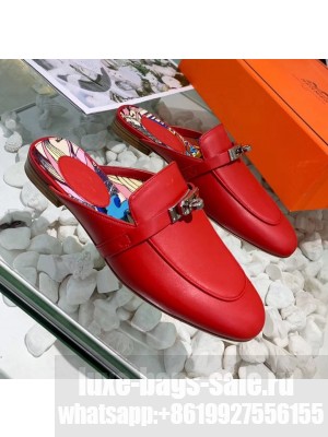Hermes Calfskin Oz Mules Red 2020 Collection