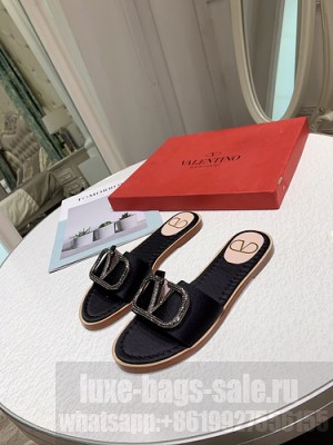 VALENTINO VLOGO SIGNATURE SLIDE SANDALS NUDE BLACK/CRYSTALS 2021 09