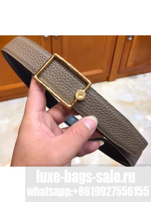 Hermes Width 3.2cm Oscar Buckle Reversible Leather Belt Camel/Gold