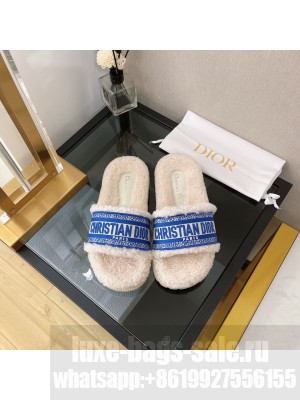 Christian Dior DIOR CHEZ MOI SLIDE Cotton Embroidery and Shearling 08