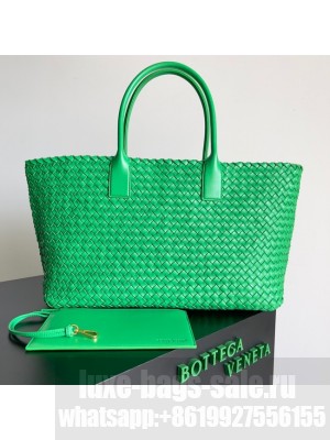 Bottega Veneta Large intreccio leather tote bag 608811 Green