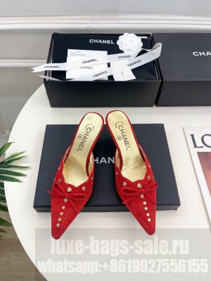 Chanel Mule suede with bow red  2025