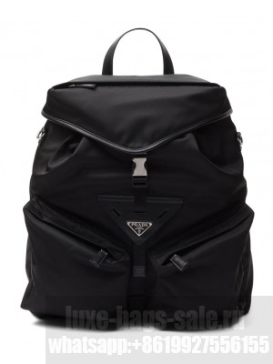Prada Re-Nylon And Leather Backpack 2VZ108 Black