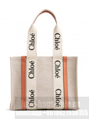 Chloe Medium Woody Tote Bag Orange