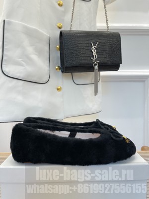 CELINE SHEARLING FLATS BLACK