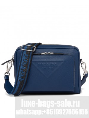 Prada Saffiano Leather Shoulder Bag 2VH152 Blue