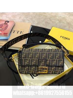 Fendi FF Fabric Medium Baguette Bag Brown/Black  2021 Collection
