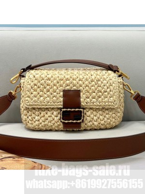 Fendi Baguette Woven Straw Bag Beige/Brown  2021 Collection