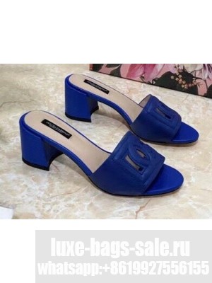 Dolce & Gabbana Heel 6.5cm Calfskin Mules Blue With DG Millennials Logo 2021