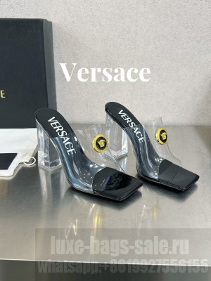 Versace "Alia" clear PVC mule sandals with Medusa medallion 04