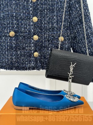 Louis Vuitton LV Initials accessory Satin Flat Ballerina Blue
