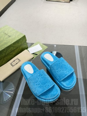 GUCCI Women's GG platform sandal Cotton Sponge 2022 Collection,Sky Blue