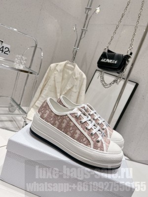 Dior Walk'n'Dior Low-top Platform Sneakers in Pink Oblique Embroidered Cotton