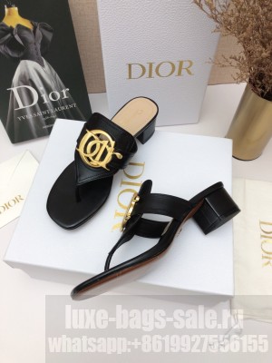 Christian Dior 30 MONTAIGNE 4CM Flip-Flop Black Calfskin sandals 2021 Collection