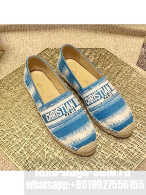 Dior Granville Espadrilles in Ocean Blue D-Stripes Embroidered Cotton Spring/Summer 2021 Collection