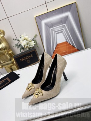 Versace x Fendi 11cm Fendace FF Fabric Pumps Beige 2022 Collection
