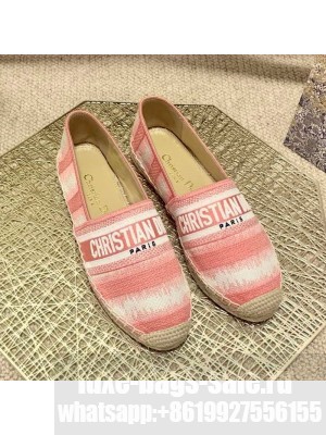 Dior Granville Espadrilles in Pink D-Stripes Embroidered Cotton Spring/Summer 2021 Collection