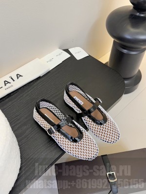 Alaïa BALLET FLATS IN FISHNET WHITE