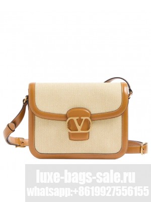 Valentino Garavani 9to5 Canvas Shoulder Bag Cream