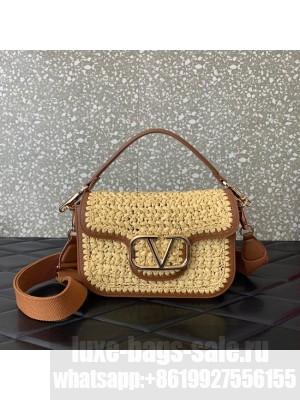 VALENTINO Medium RAFFIA MACRAME Shoulder Bag 0356 brown