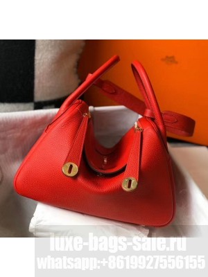 Hermes Lindy 30cm Bag In Togo Calfskin Leather Red 2020 Collection