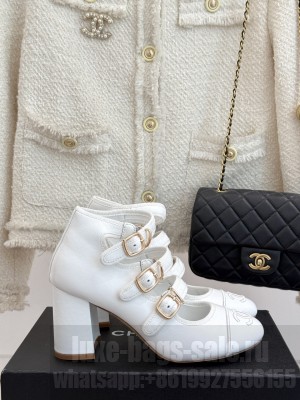 Chanel HEEL 70MM White Calfskin Mary Janes G46477 2025