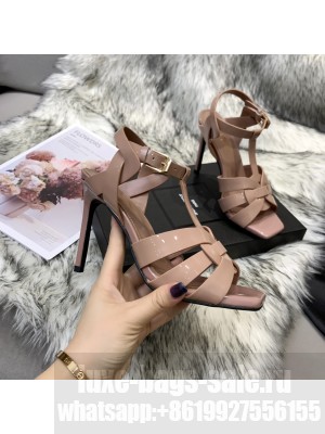 Saint Laurent YSL Patent Calfskin High- Heel Sandals 10cm Nude 010 2021 Collection