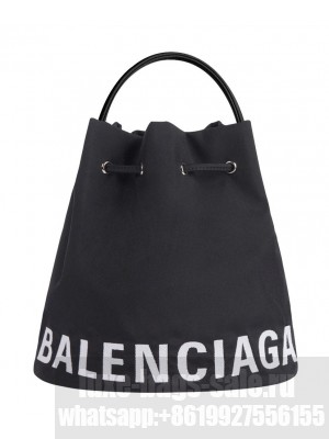 Balenciaga Wheel XS Drawstring Bucket Black