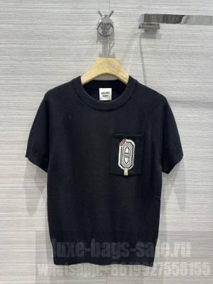 Hermes crew neck wool top black