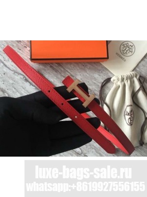 Hermes Width 1.3cm Reversible Leather Constance H Buckle Belt Red/Pink Gold