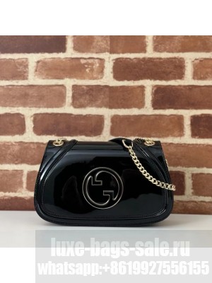 GUCCI BLONDIE SMALL SHOULDER Patent Leather Bag 815715 black