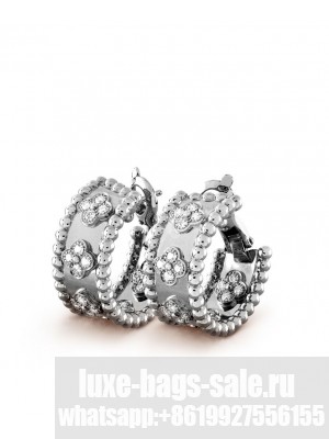 Van Cleef & Arpels Women's Perlee Clovers Hoop Earrings Silver